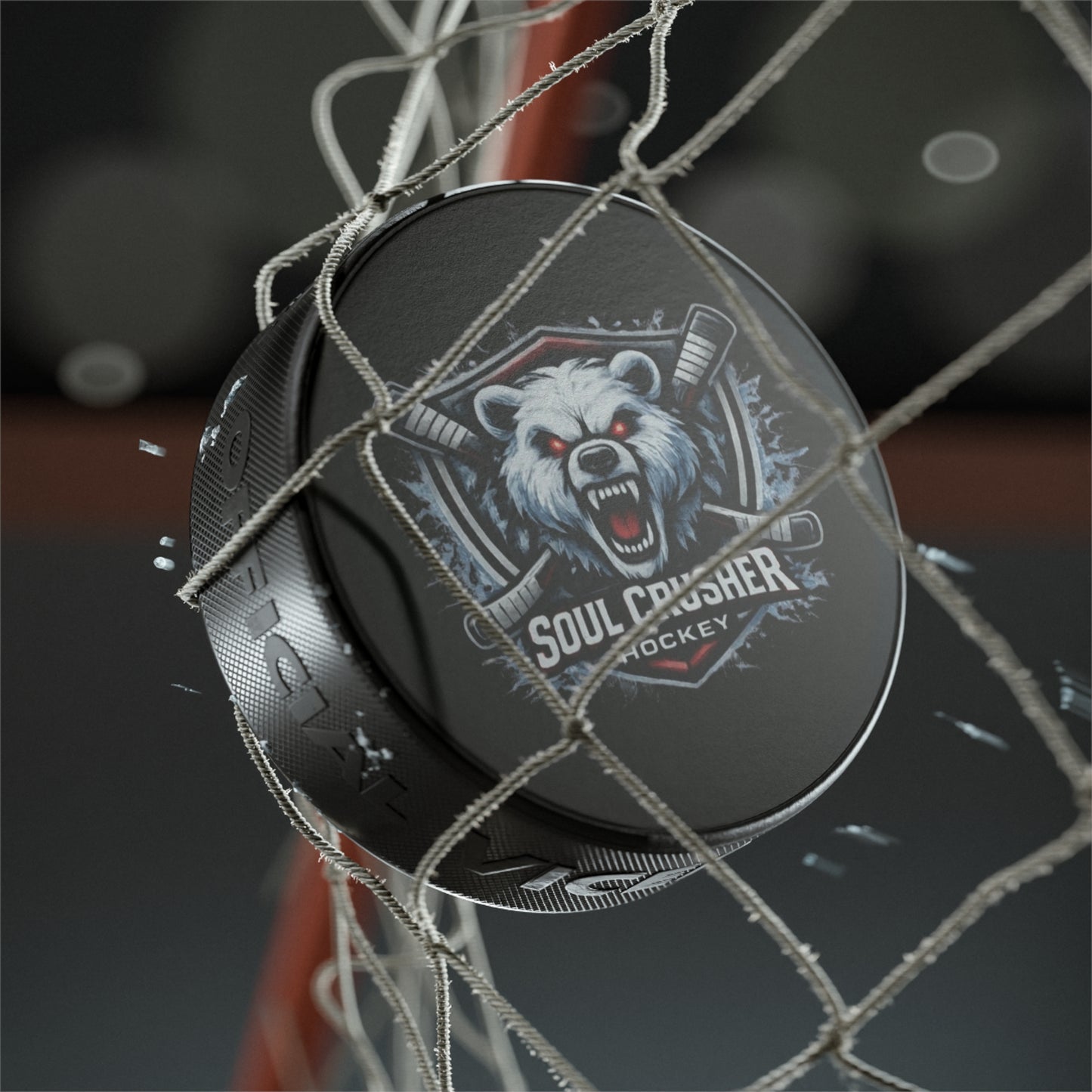 Soul Crusher Hockey Puck — Bear Mascot Team Puck