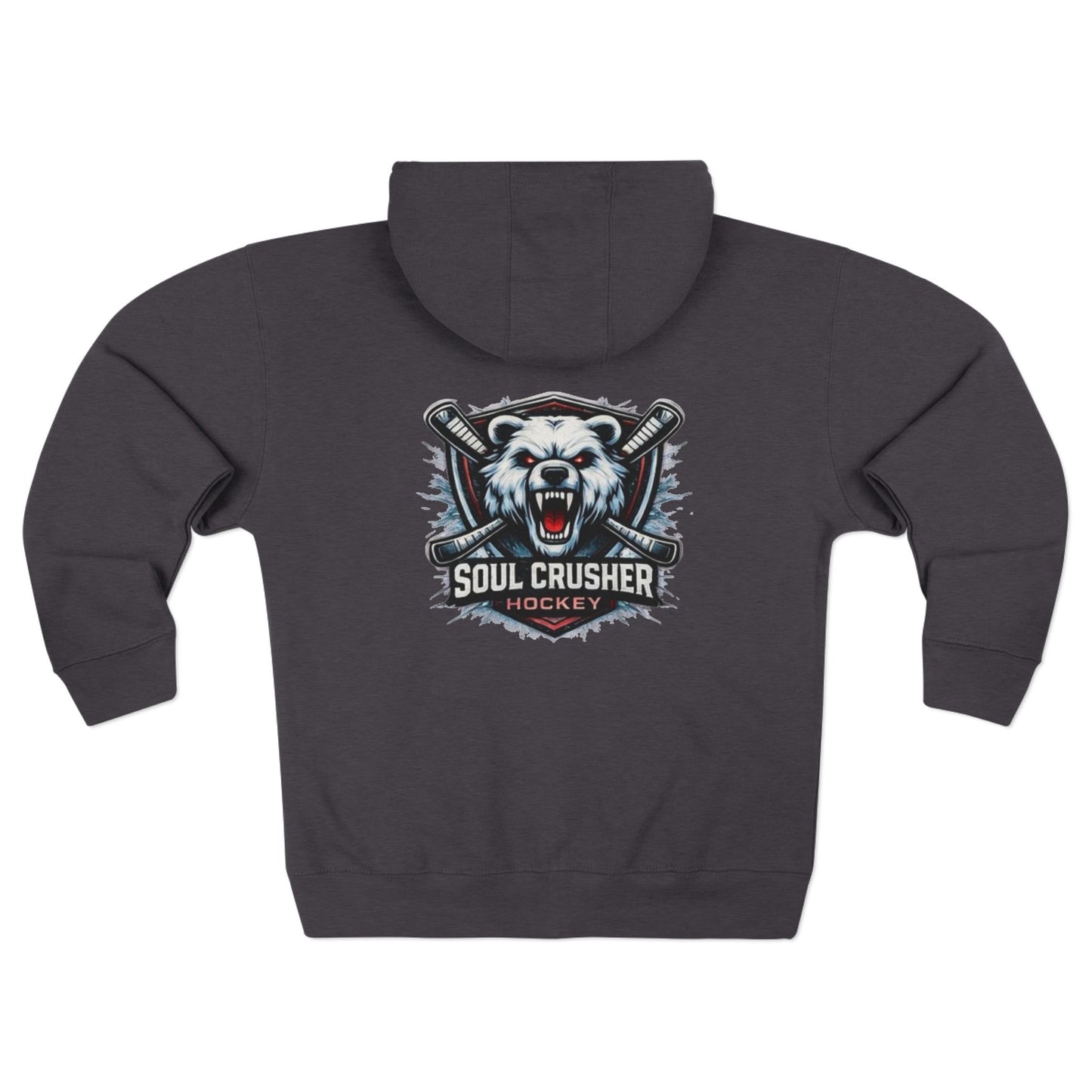 Soul Crusher Hockey Zip Hoodie — Bear Mascot Hockey Team Jacket