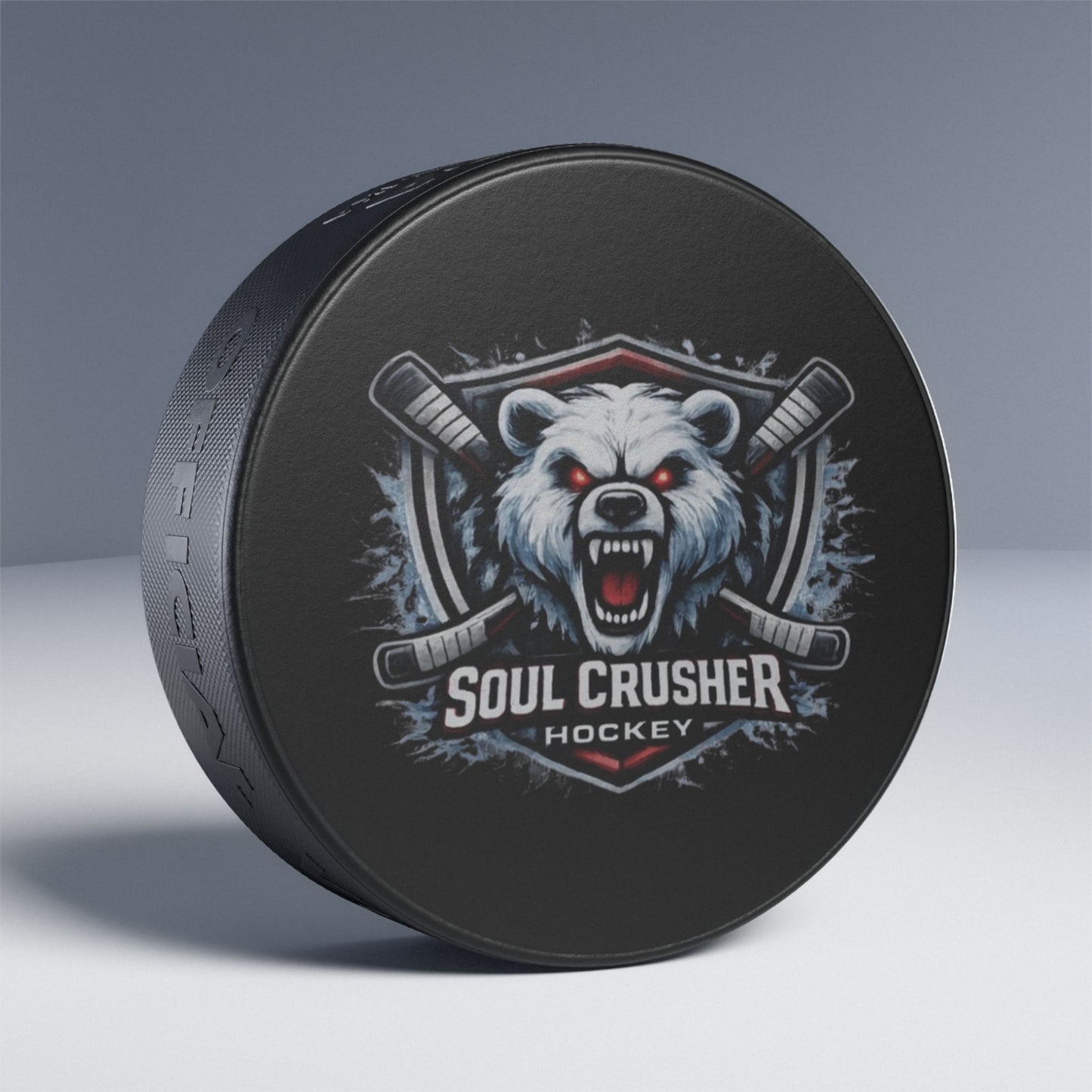 Soul Crusher Hockey Puck — Bear Mascot Team Puck