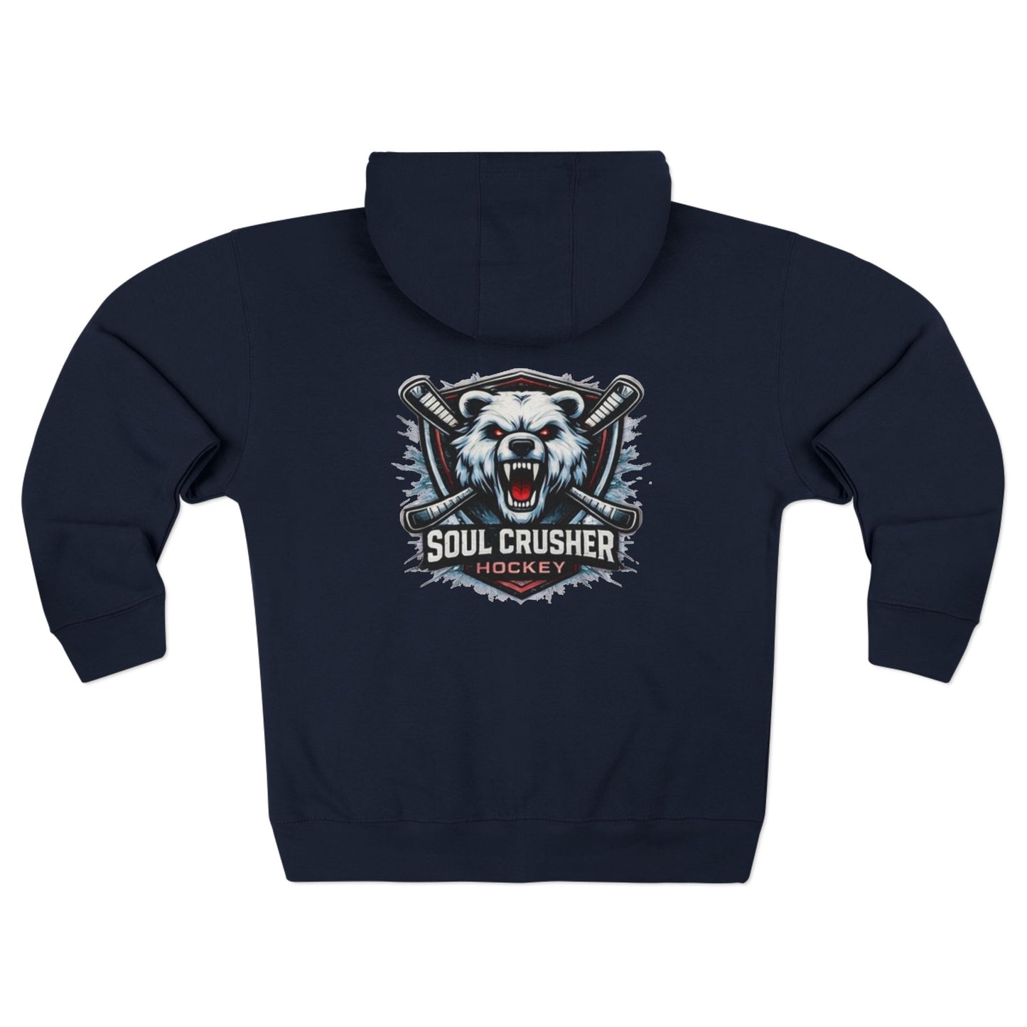 Soul Crusher Hockey Zip Hoodie — Bear Mascot Hockey Team Jacket
