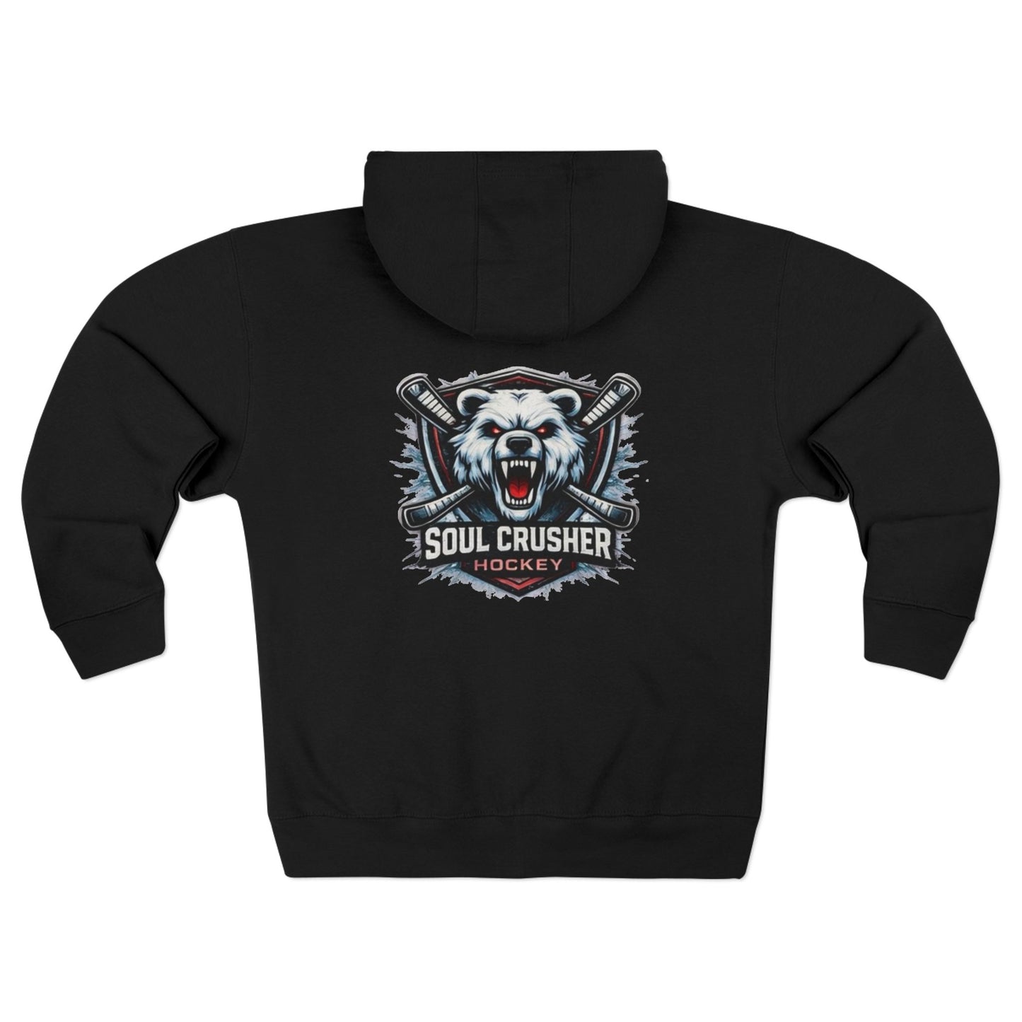 Soul Crusher Hockey Zip Hoodie — Bear Mascot Hockey Team Jacket