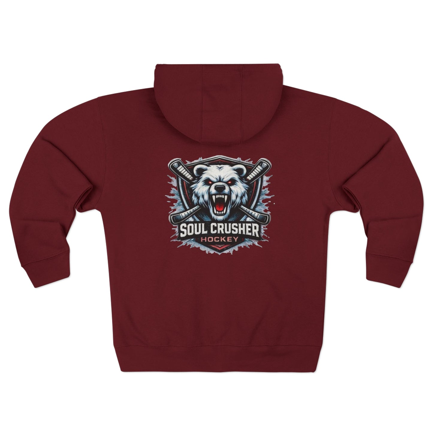 Soul Crusher Hockey Zip Hoodie — Bear Mascot Hockey Team Jacket